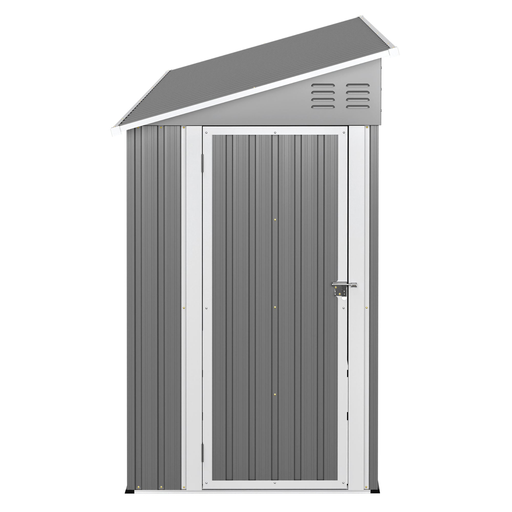 Caseta de jardín exterior3,2 m² /291x110x188 cm con kit de suelo – Caseta para herramientas con 2 puertas+ 2 ventanas,Cobertizo Metálico - Gris - 5
