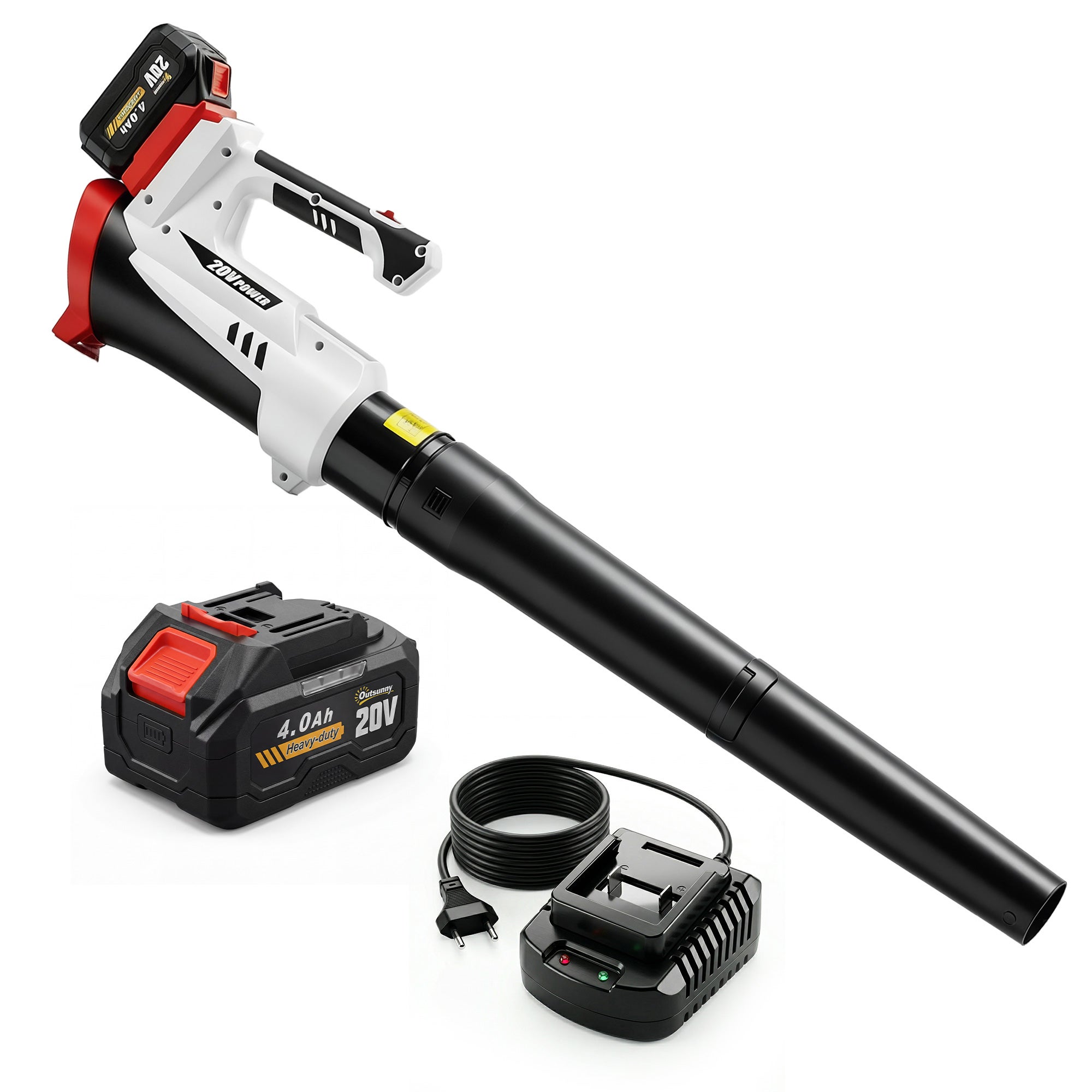 Souffleur Aspirateur Broyeur à Feuilles 250 W avec Batterie 4000mAh et Chargeur. 6 Vitesses. 149 km/h. Blanc pour la maison - 2