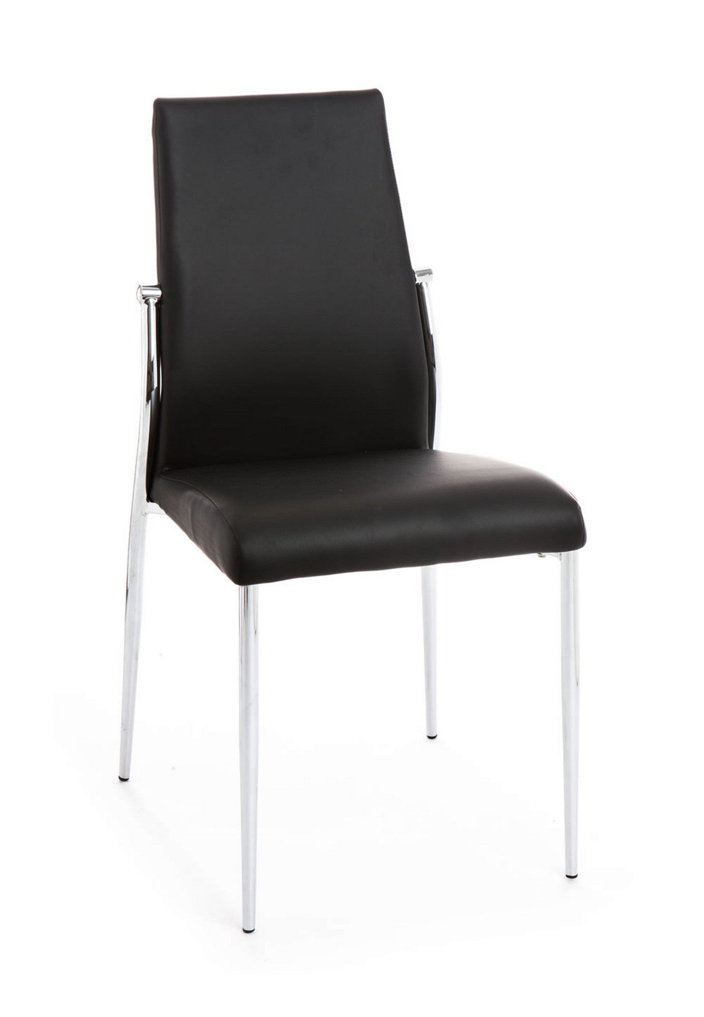 Zestaw 4 krzeseł "MARGO' BLACK" ze skóry syntetycznej i chromowanego metalu H85 W41 D53 do salonu lub jadalni