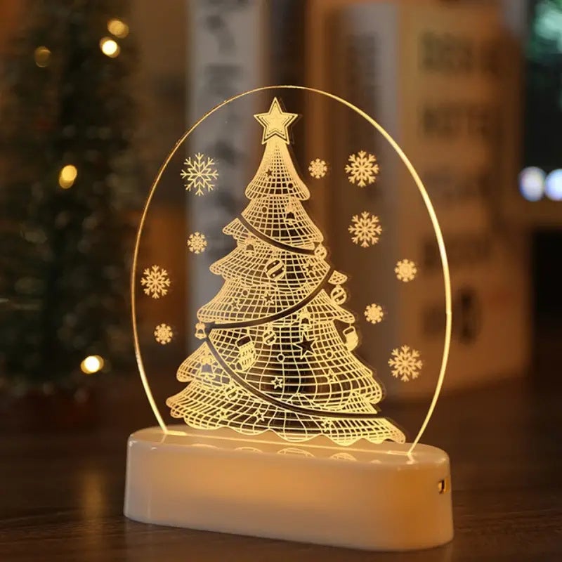 Luce Notturna 3D In Legno Fai Da Te - Kit Puzzle Regalo Di Natale Con Elementi Natalizi - Decorazione Scrivania