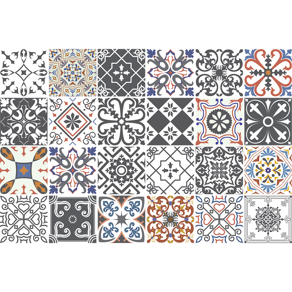 24 adesivi piastrelle di cemento azulejos flore - Sticker adesivo - adesivi murali - 24stickers10x10cm - 2