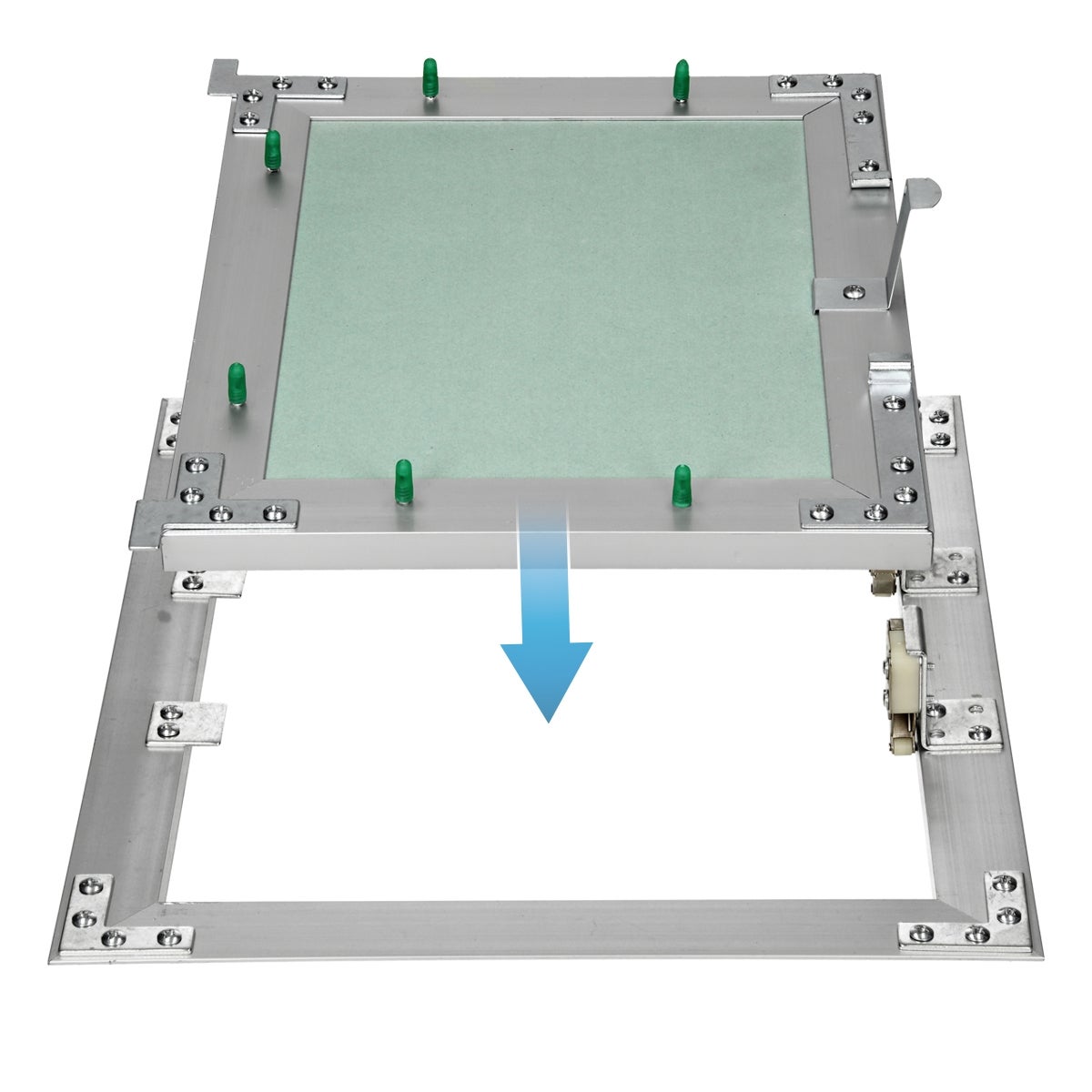 Trappe de visite 250x300 mm aluminium/vert plaque de plâtre imprégnée charnière de porte à droite/à gauche ouverture et fermeture par bouton-poussoir - 3