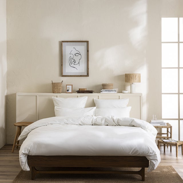 Housse de couette unie en percale de coton lavée, DELICATE