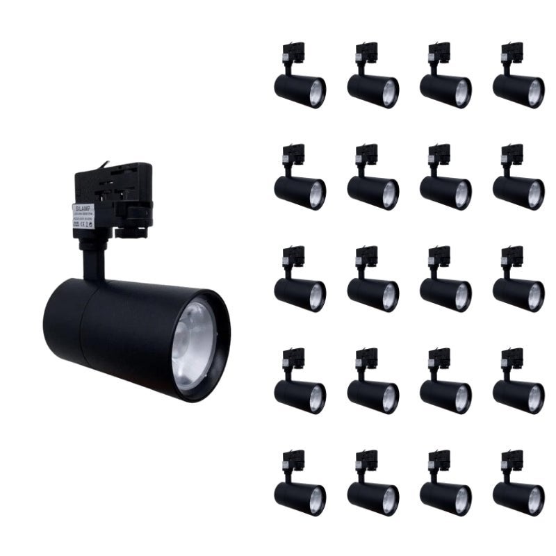 Spot LED Sur Rail Triphasé Noir 80° - Pack De 5 Pour Ampoules GU10, SILAMP