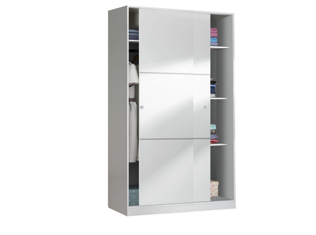 Armoire FLORA 2 portes coulissantes L120 x H200cm - Blanc - 3