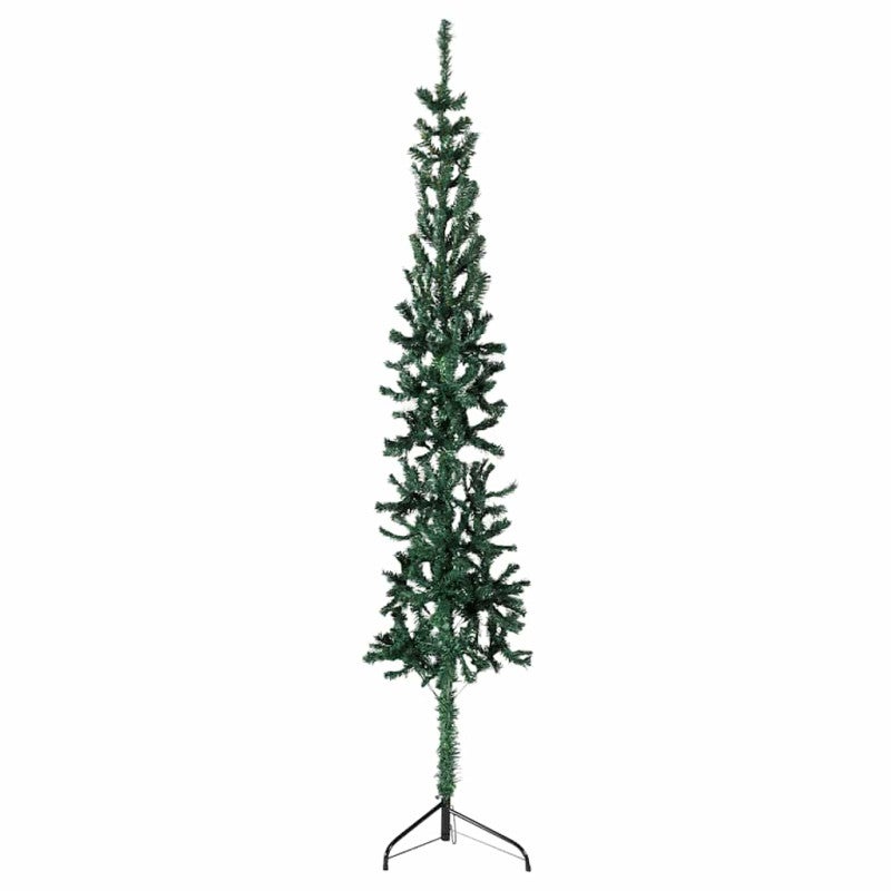 Smukła choinka połówka ze stojakiem, sztuczna, zielona, 150 cm vidaXL