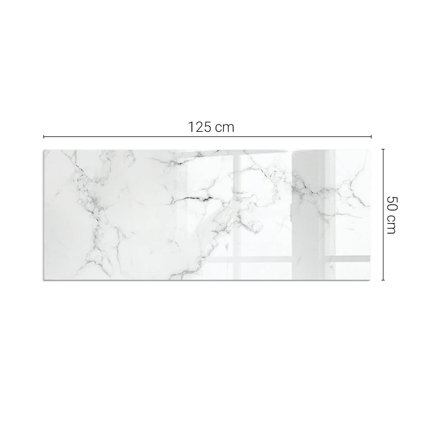 Szkło hartowane na podłogę pod kominek - 125x50 cm - Wzór marmurowy z żyłkami - TULUP - 2