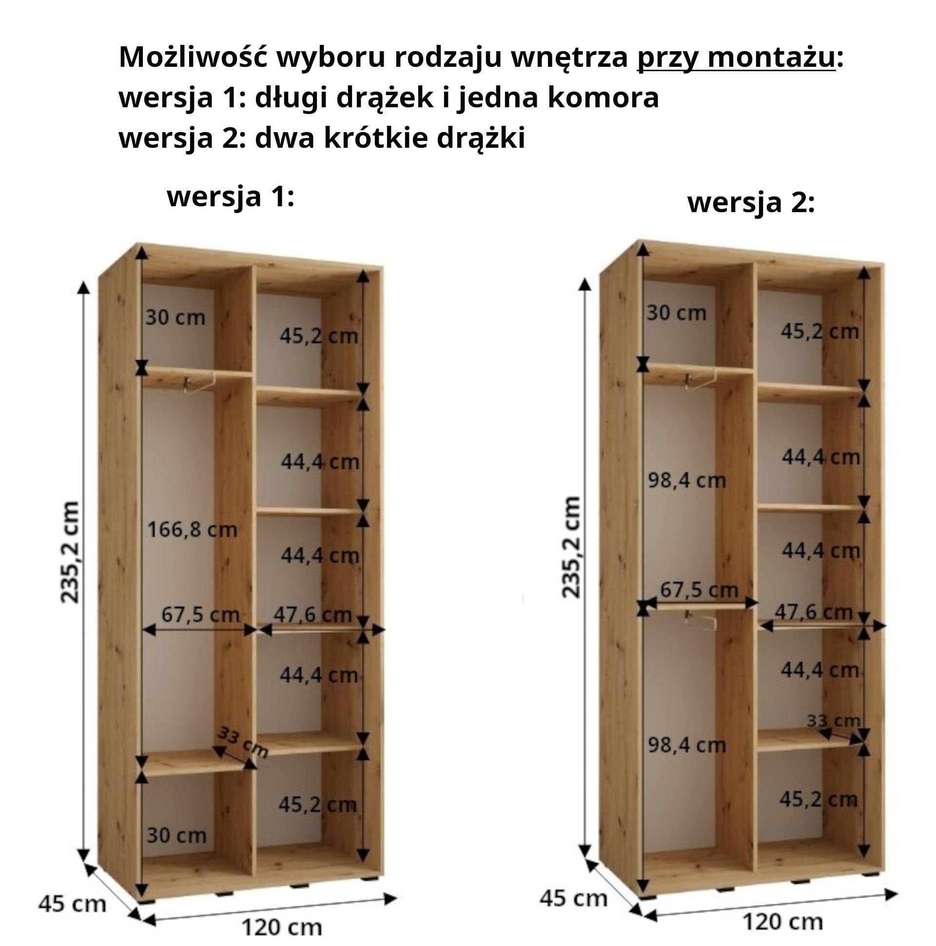 Szafa przesuwna z lustrem wysoka Davos 11 120 x 45 x 235,2 cm czarny + artisan + u. czarny - Abiks Meble - 5
