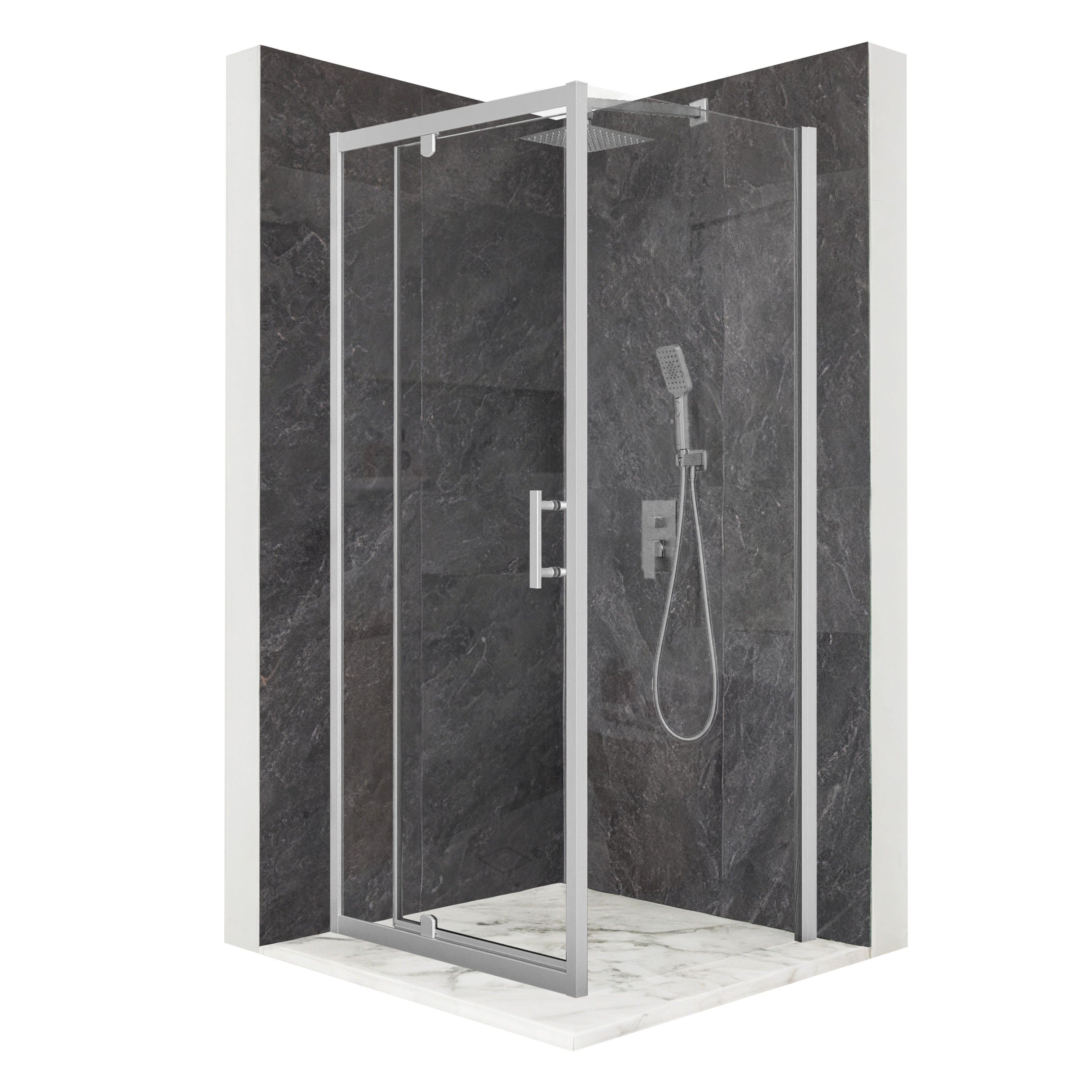 Kabina prysznicowa kwadratowa drzwi uchylne srebrna 100x100cm szkło 6mm + powłoka