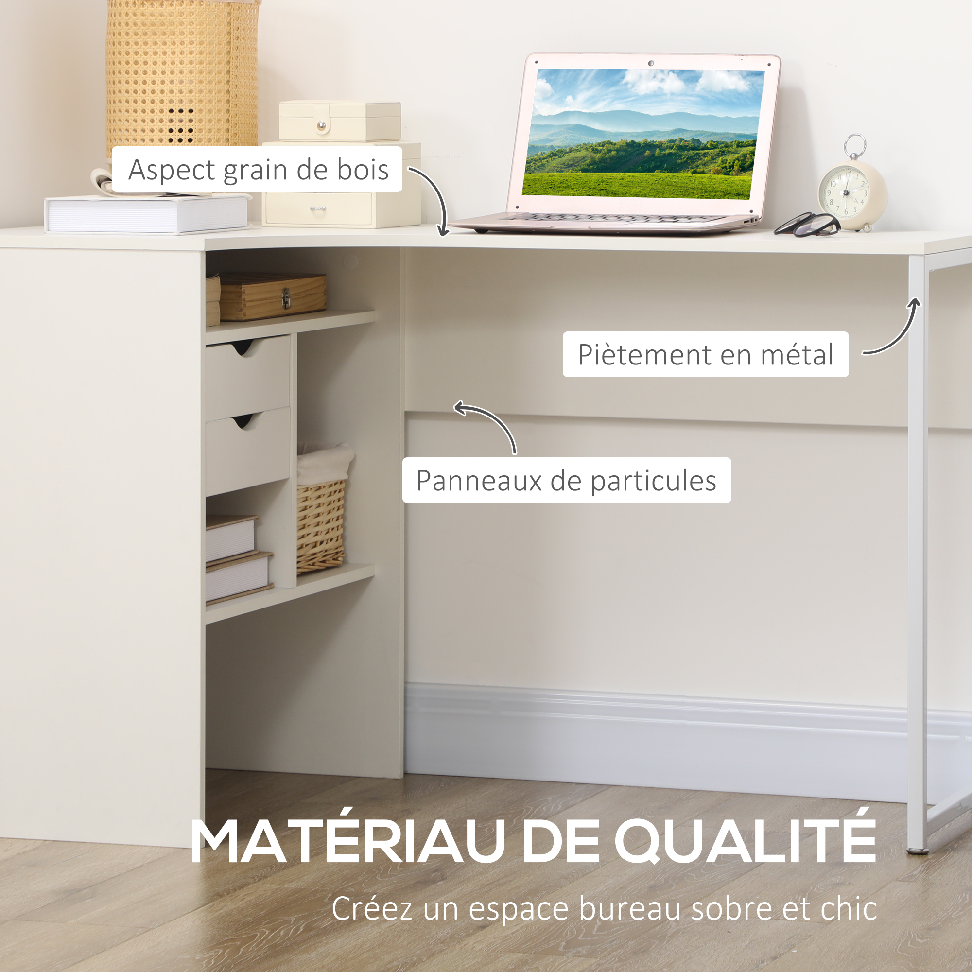 Bureau d'angle Panneaux de particules HOMCOM - 6