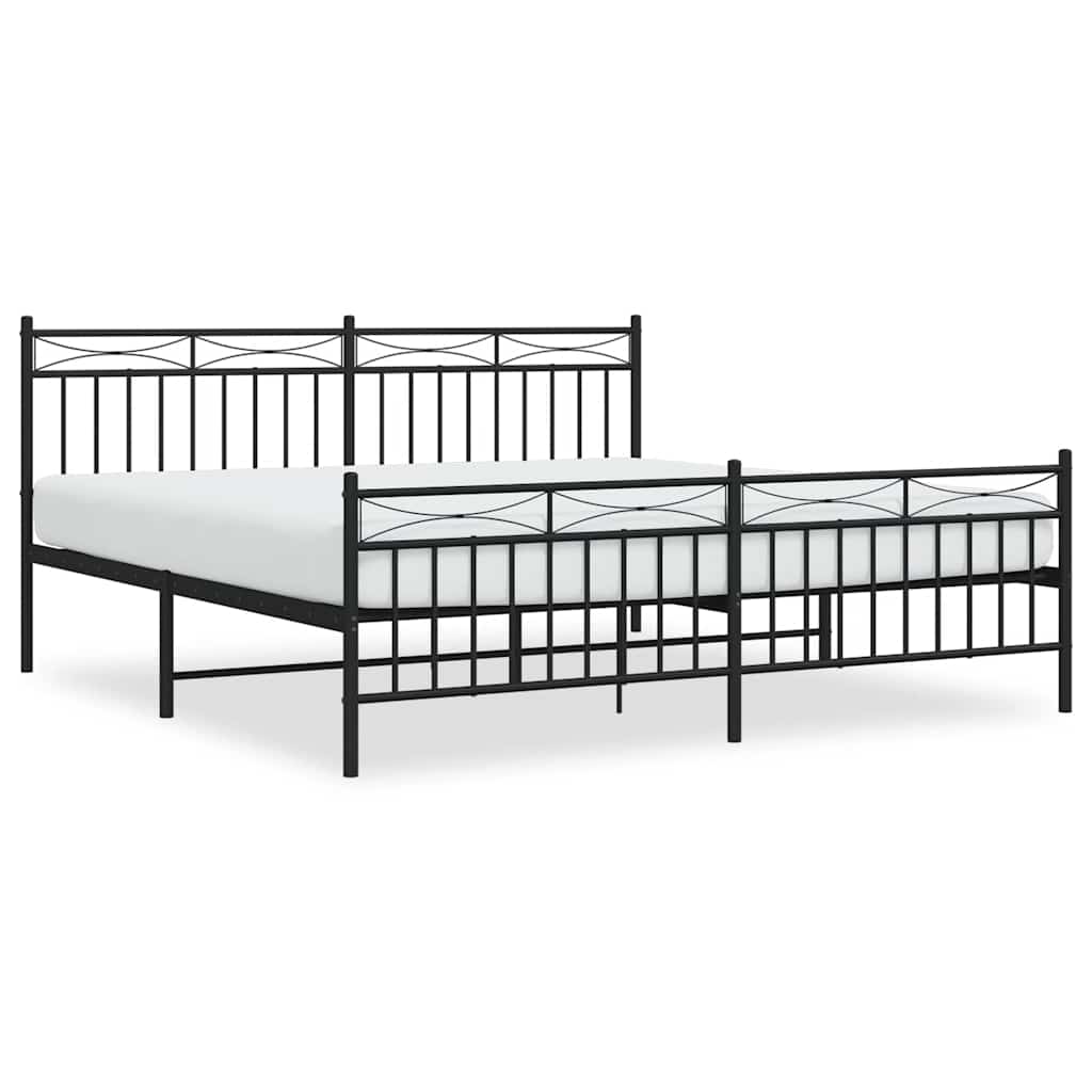 Estructura cama sin colchón con estribo metal negro 183x213 cm vidaXL - 2