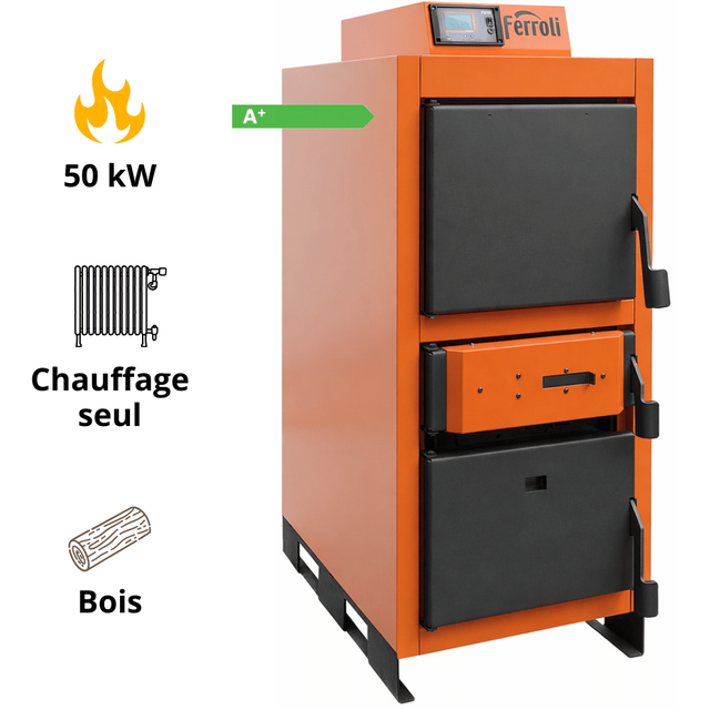 Chaudière bois 50 Kw à gazéification CGF PRO 50 Ferroli