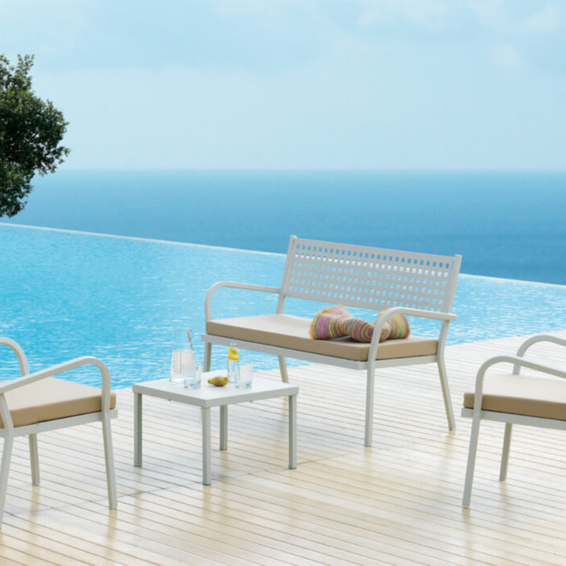 Fauteuil bas en métal 2 pièces 