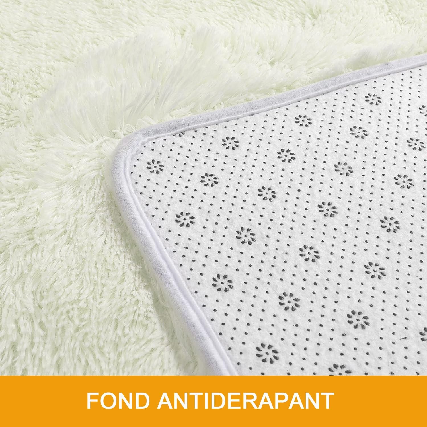 Tapis de salon chambre blanc, tapis de chambre en daim de 160 × 200 cm de long, tapis de chevet doux - 4