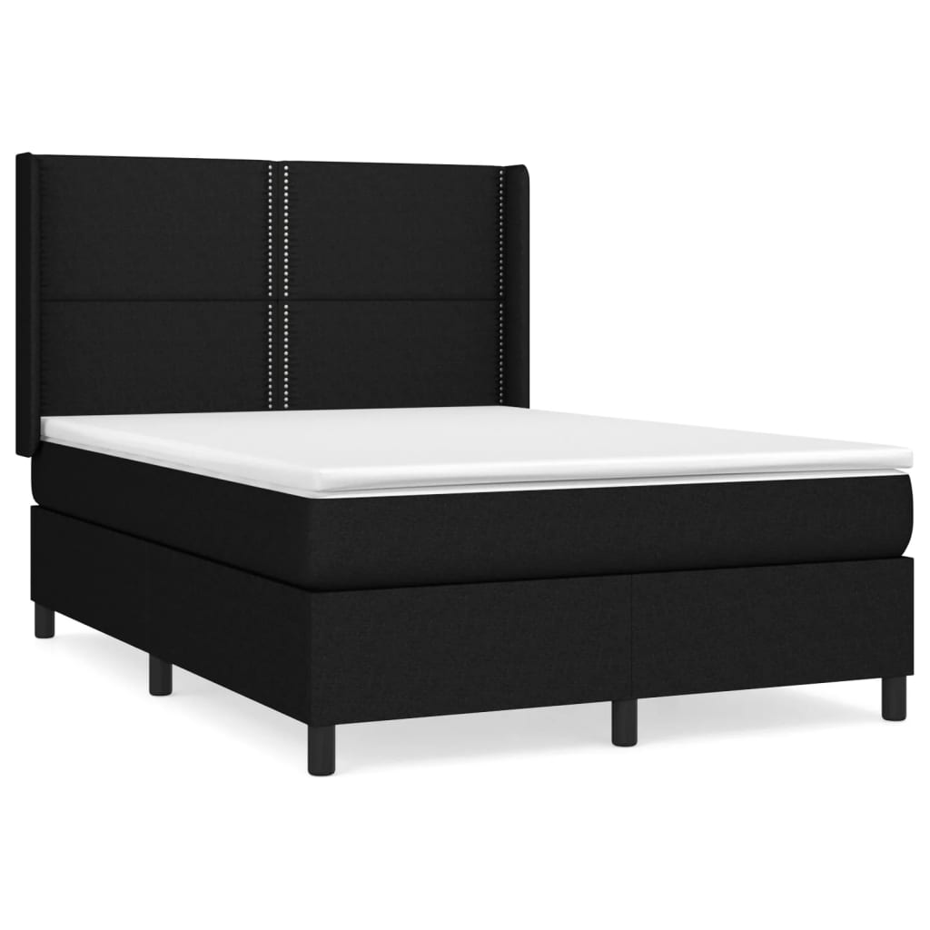 Maison Exclusive - Sommier à lattes de lit avec matelas Noir 140x200 cm Tissu - 8