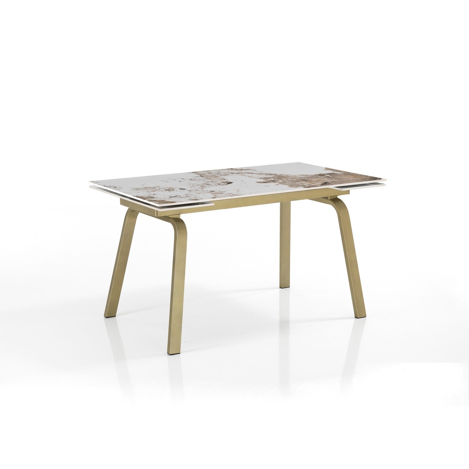 Rozkładany stół TRUST ONICE GOLD z marmuru ceramicznego i metalu w kolorze złotym 140/200x81,5x76,5 cm jadalniany - 2