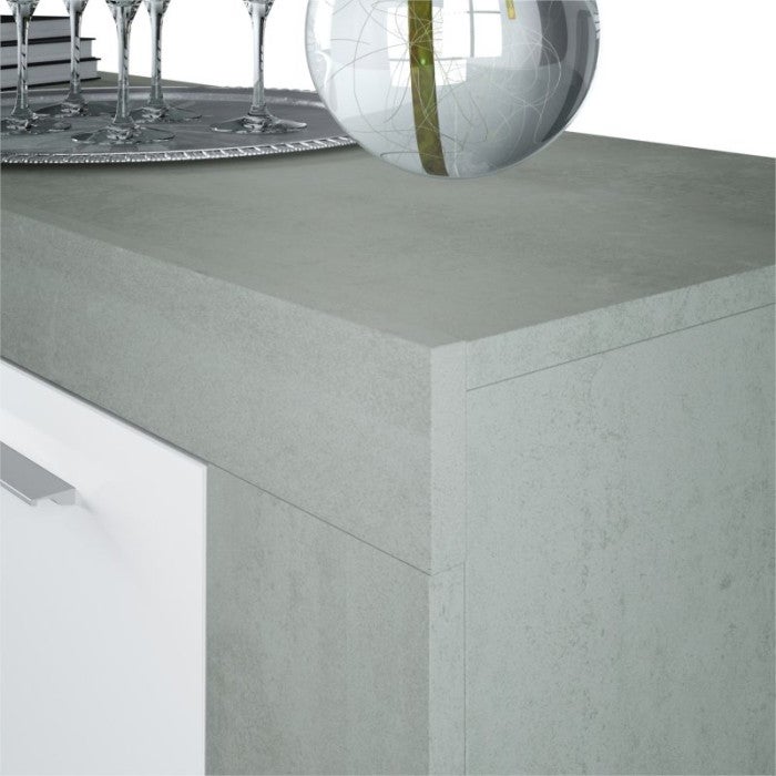 Buffet WENDY 3 portes L144cm - Blanc / Béton - 5