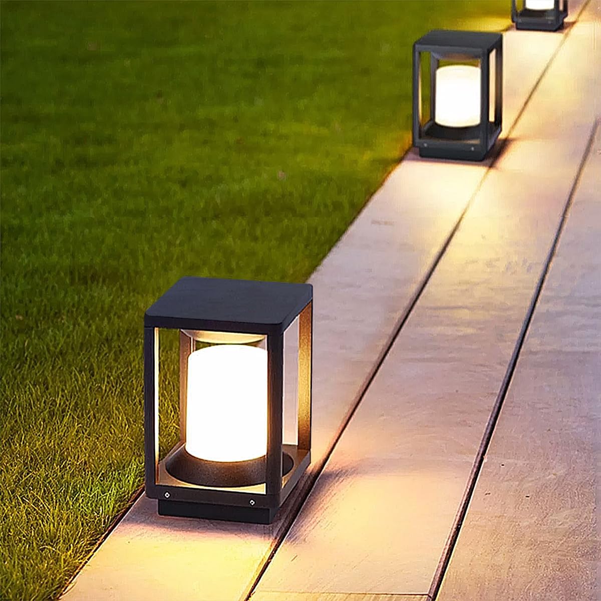 Lampadaire d'extérieur, éclairage de jardin étanche IP65, douille E27, convient pour jardin, allée, pelouse (noir/F) [Classe énergétique F] - 5