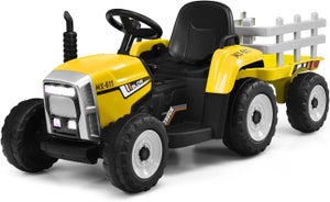 Tracteur Electrique Enfants 12 V avec Remorque Télécommande 2,4G - 3 Vitesses pour Enfants