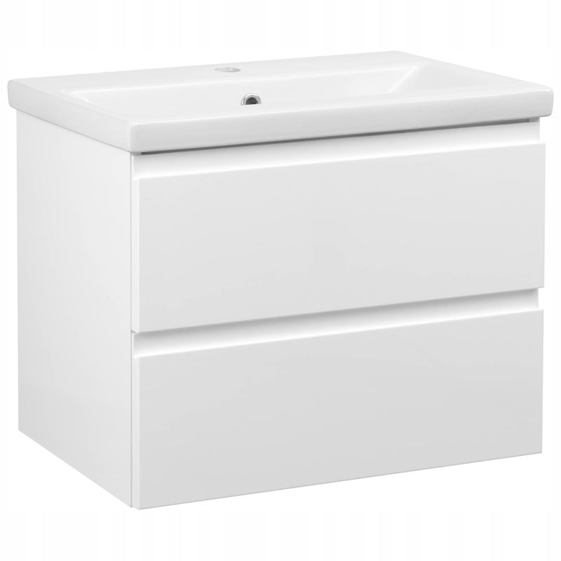 Szafka łazienkowa z umywalką wisząca pod umywalkę biały połysk 60 cm zestaw