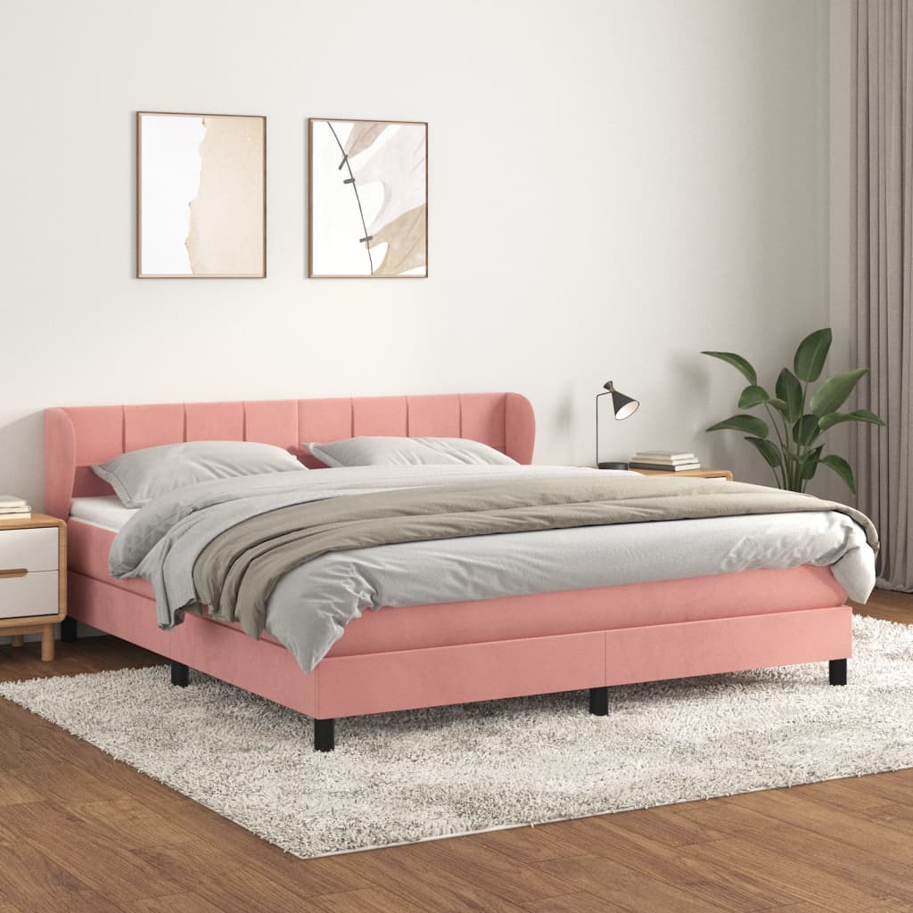 Cama con somier y colchón Rosa 180x200 cm Terciopelo | Leroy Merlin