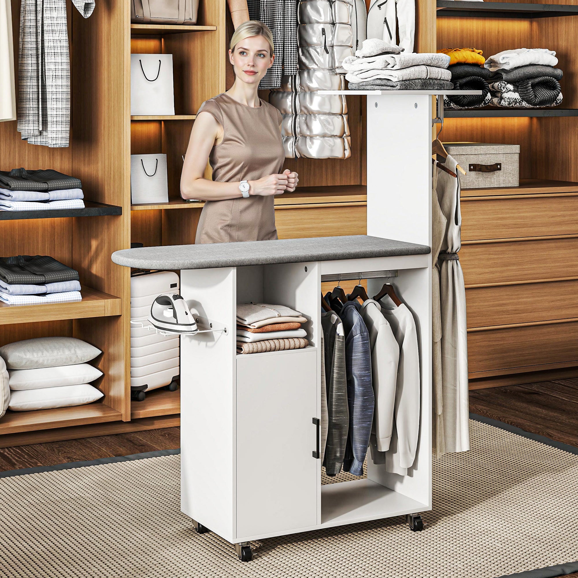 HOMCOM Armadio Portatile In Tessuto Non Tessuto, Acciaio E PP, Armadio Guardaroba Salvaspazio Con 6 Ripiani Aperti, 1 Appendino E Porta A Cerniera, 103x43x162.5 Cm, Nero - Foto 10