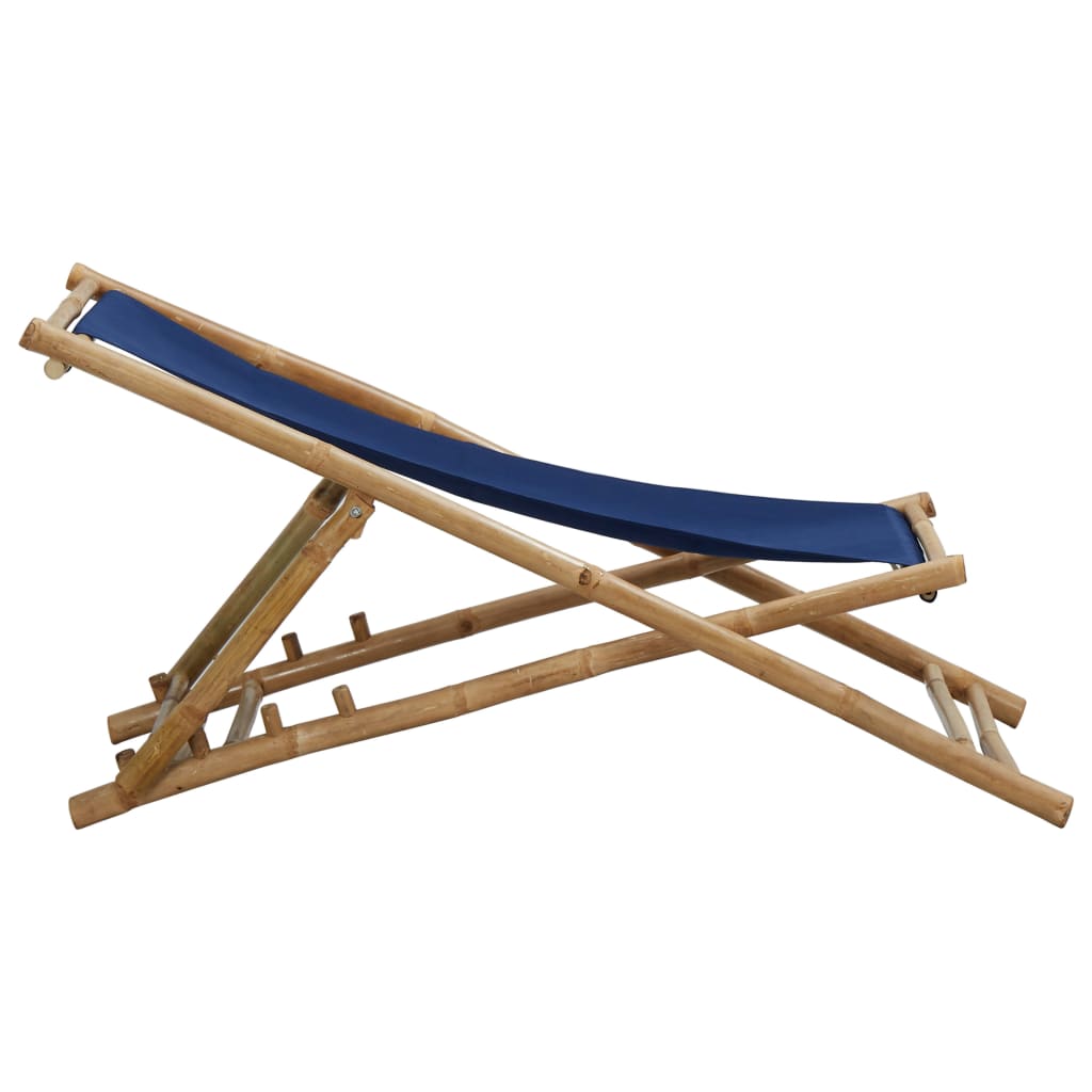 Chaise de terrasse Bambou et toile Bleu marine - 4