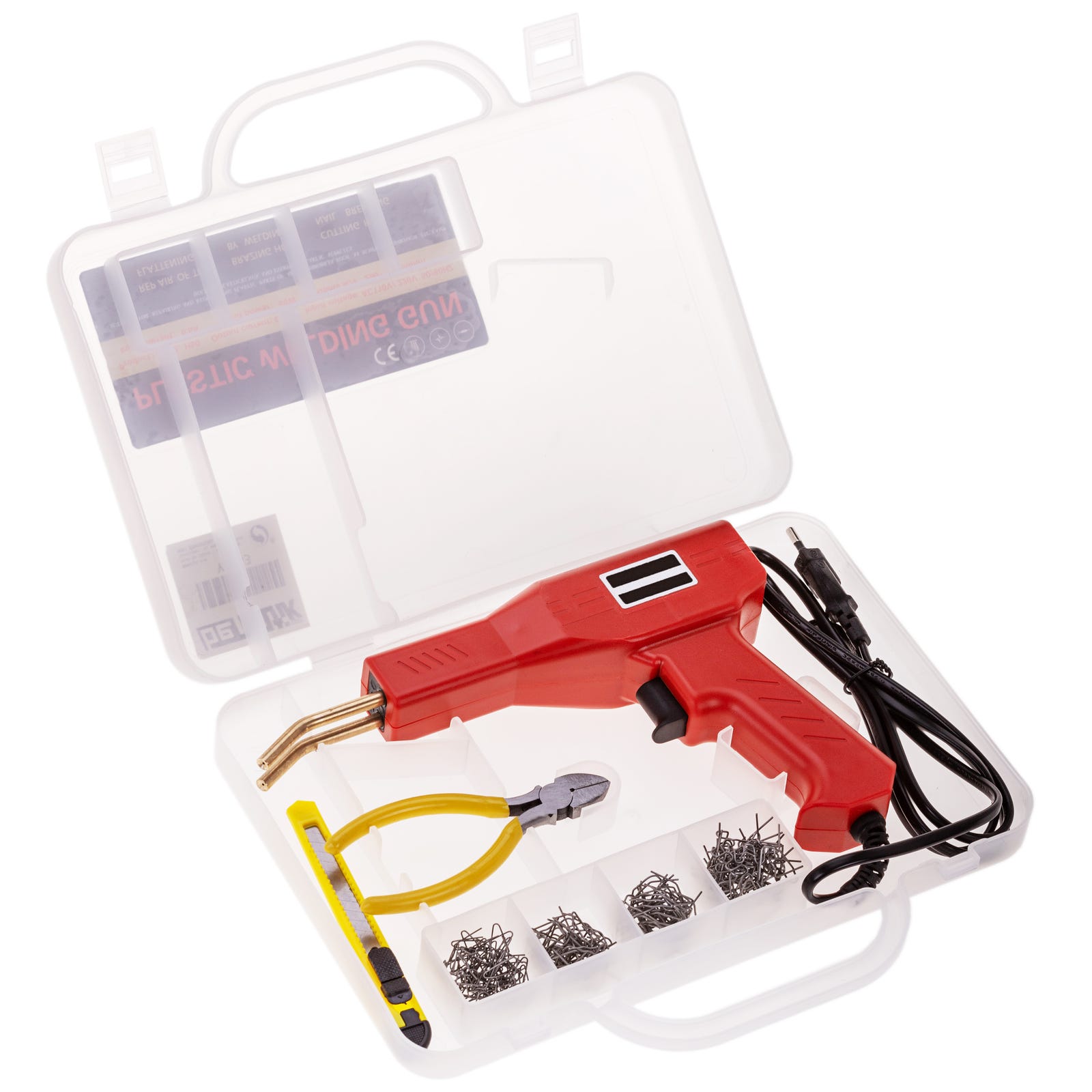 Outil de réparation pour pare-chocs de voiture 220 V - En plastique - Avec pince et 200 pinces Outil de réparation pour pare-chocs de voiture 220 V - En plastique - Avec pince et 200 pinces