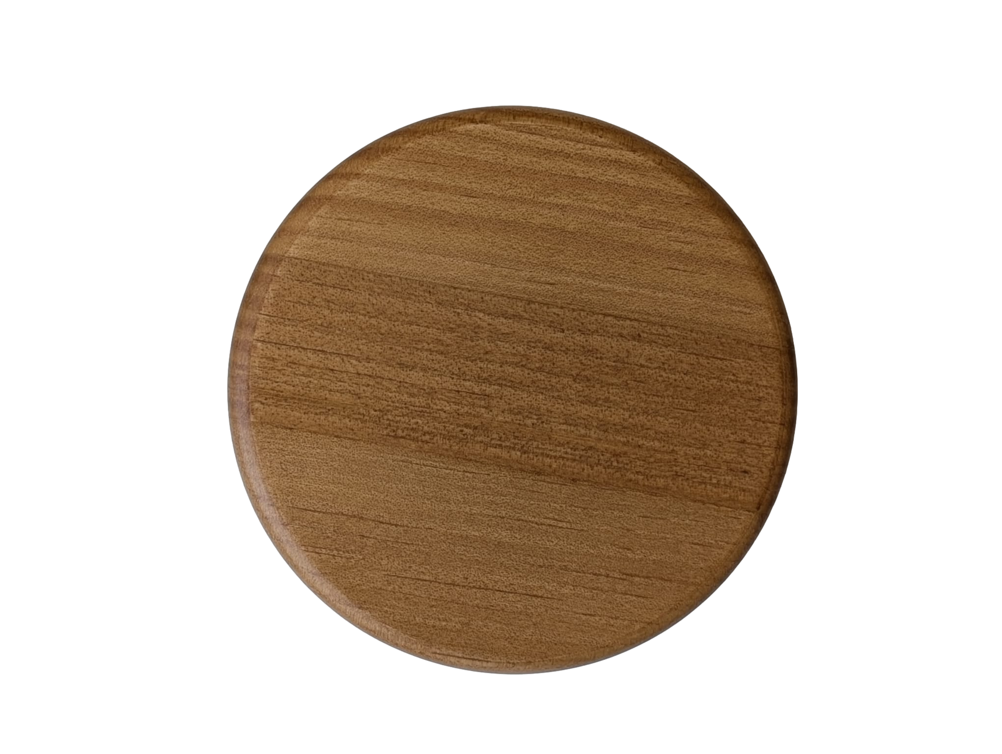 Socle circulaire solide. Diamètre : 10 cm. Hauteur : 6,5 cm. Finition chêne vernis. Bois massif. - 2