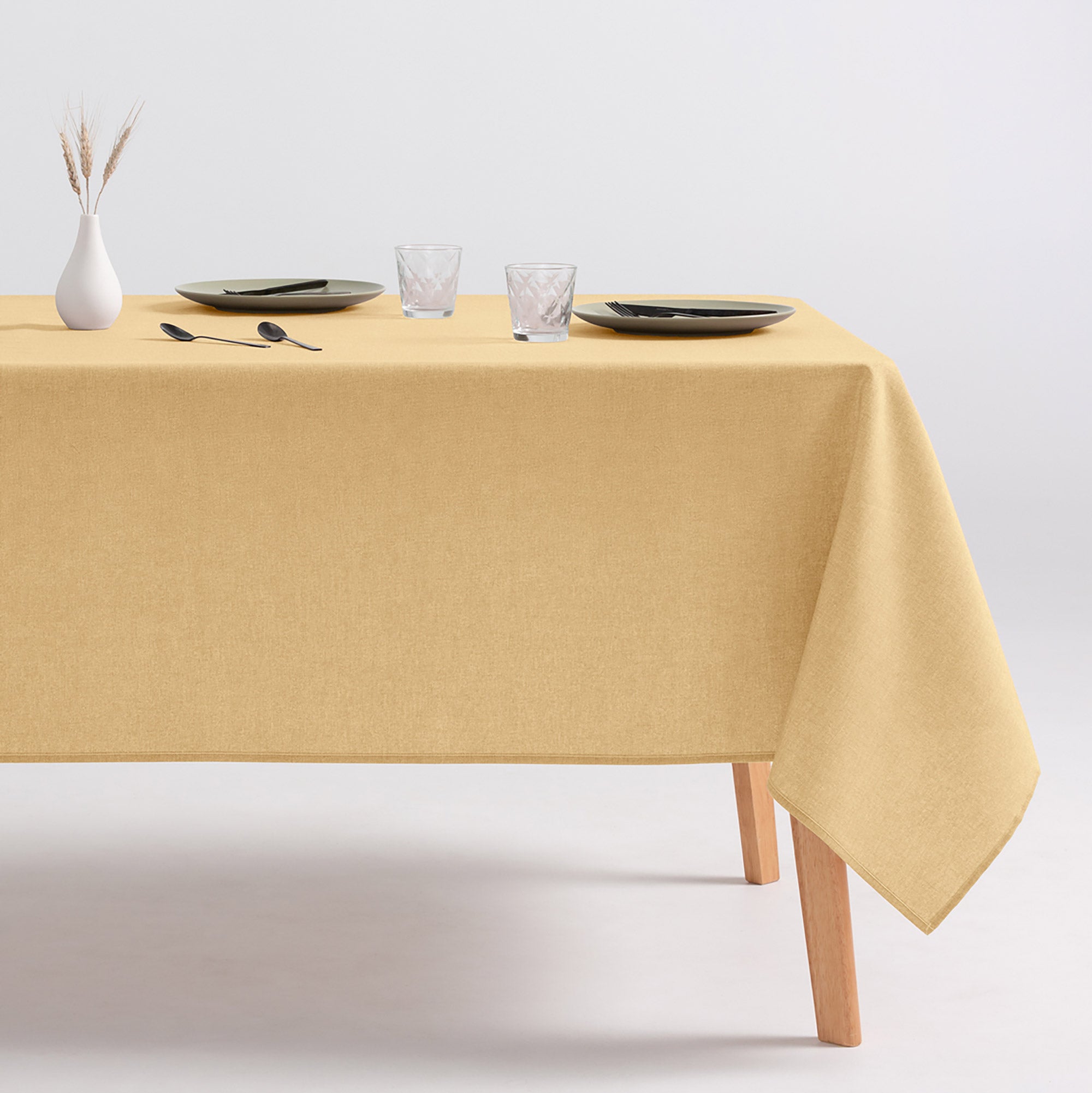 Obrus plamoodporny bawełniany, miękki w dotyku, gładki kamienny 140x140 cm - 3