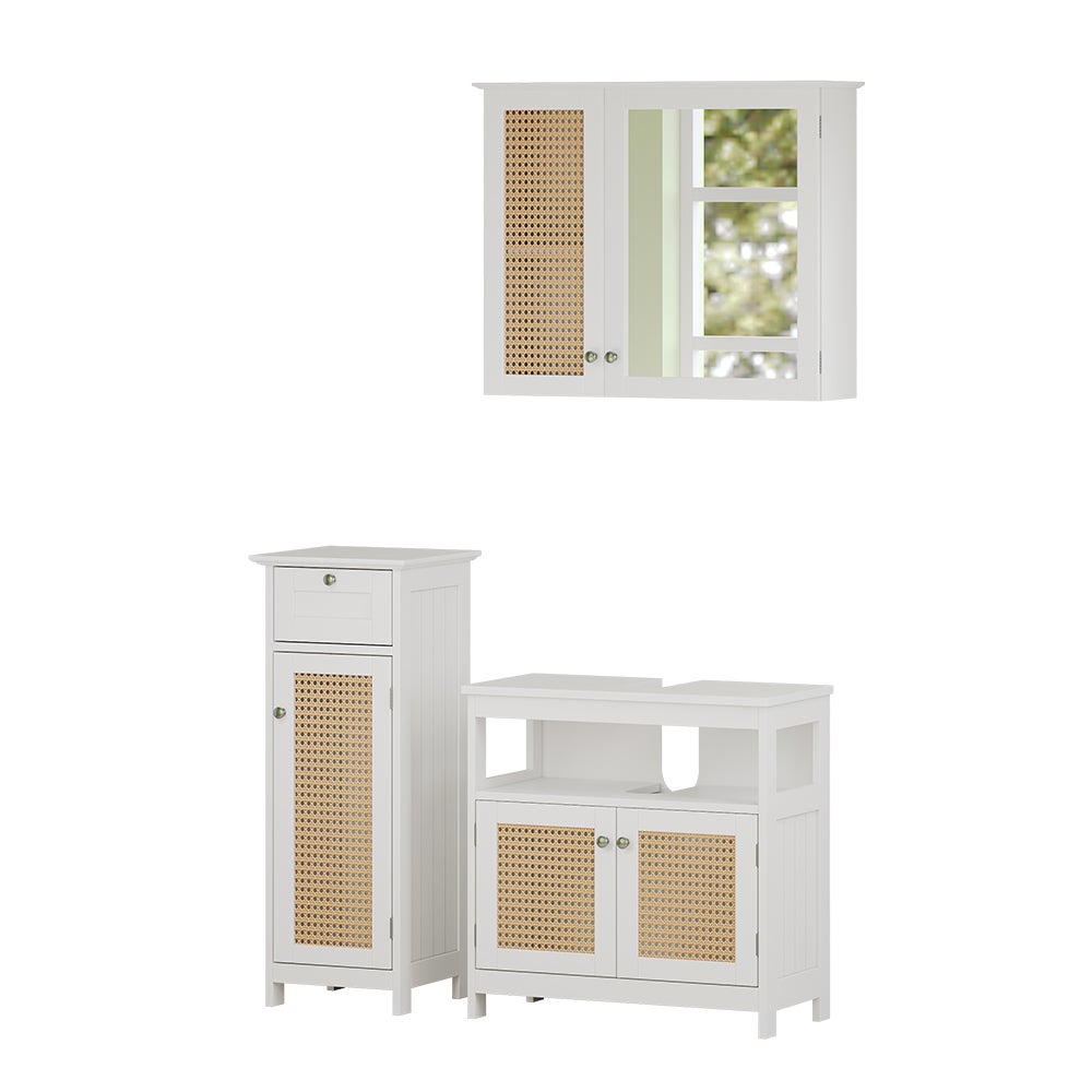 Vicco Zestaw mebli łazienkowych Rosario, Biały, 3 części, z szafką środkową