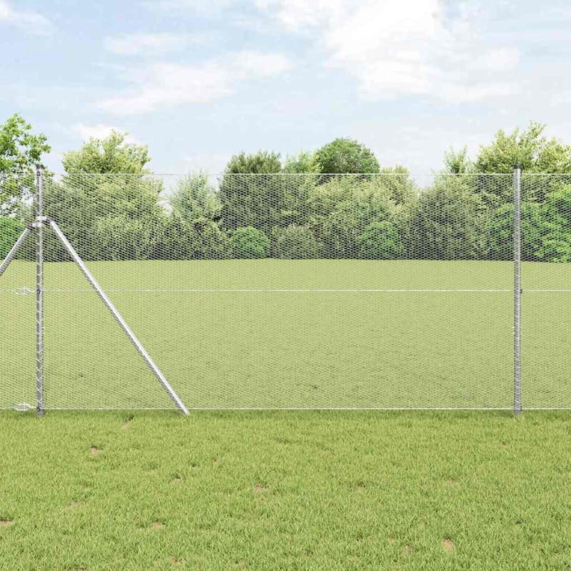 Ogrodzenie heksagonalne Srebrny 1.4 x 50 m Stal galwanizowana vidaXL