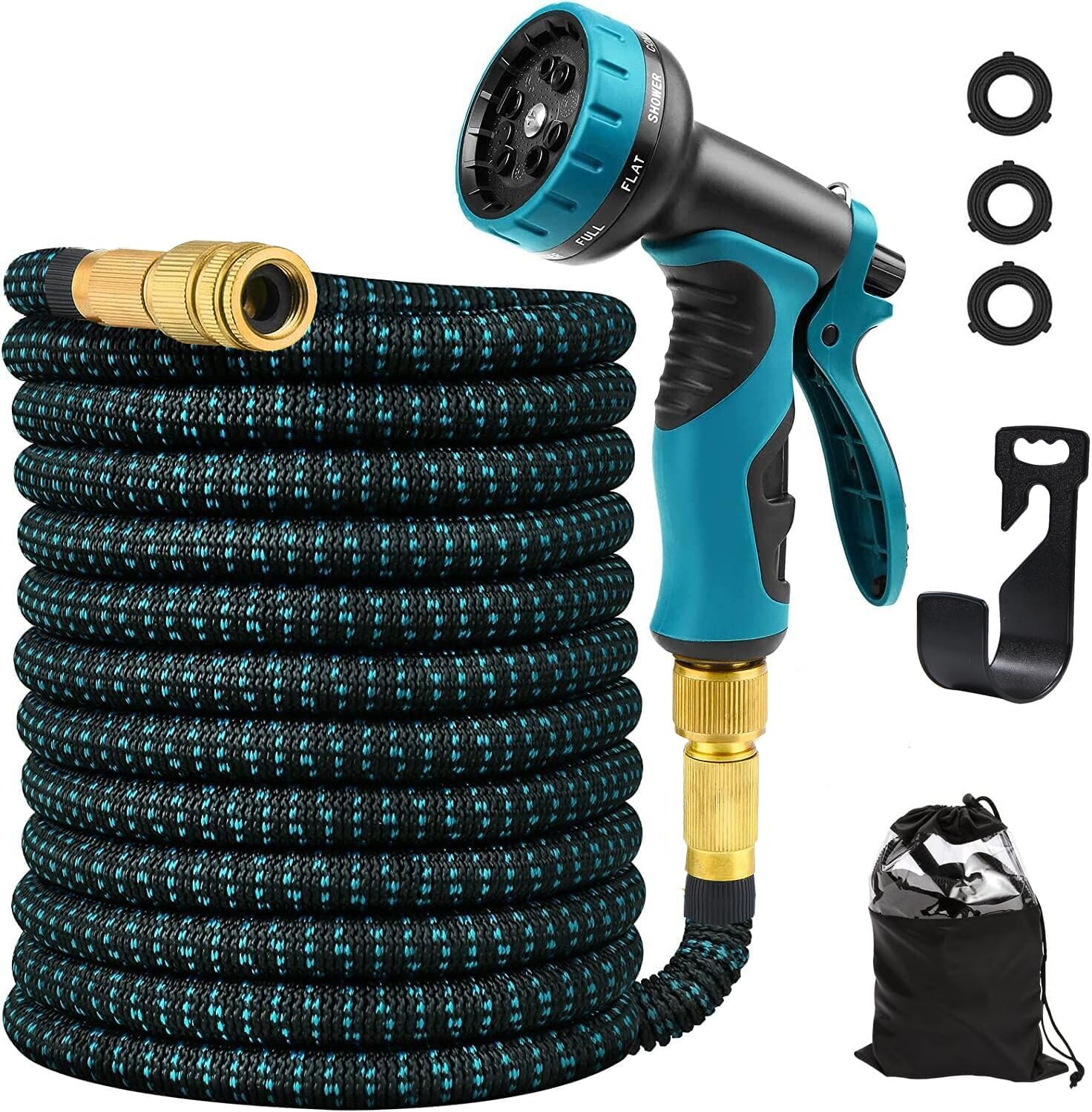 KSSKEN Tuyau D'Arrosage Extensible 30m Upgraded - Flexible Léger Avec 10 Modes, Raccords Cuivre, Idéal Jardin, Voiture Et Animaux