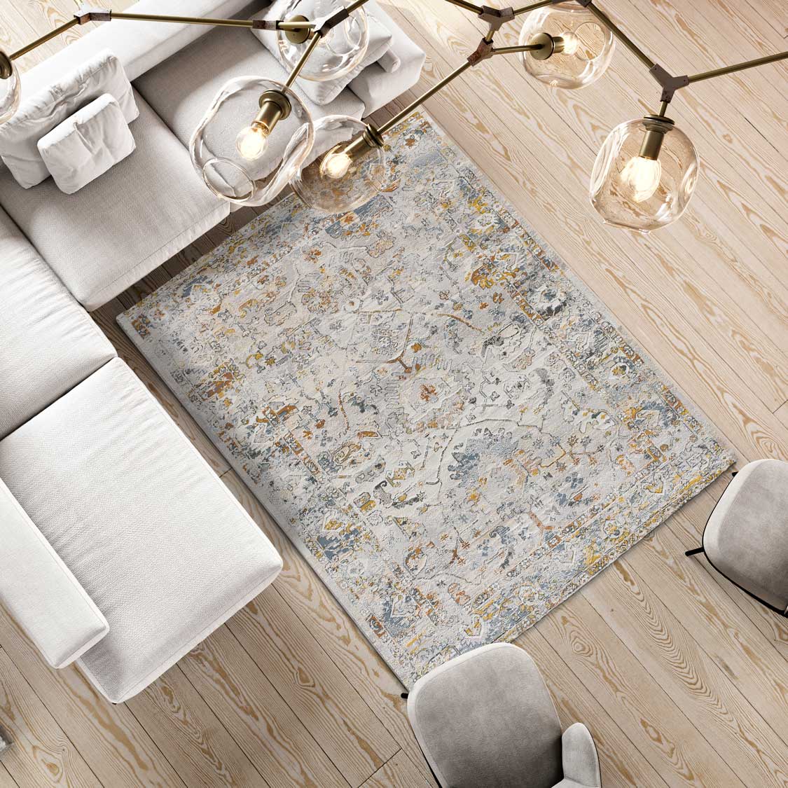 Alfombra interior multicolor rectangular 77 x 150 cm springs vintage - atticgo