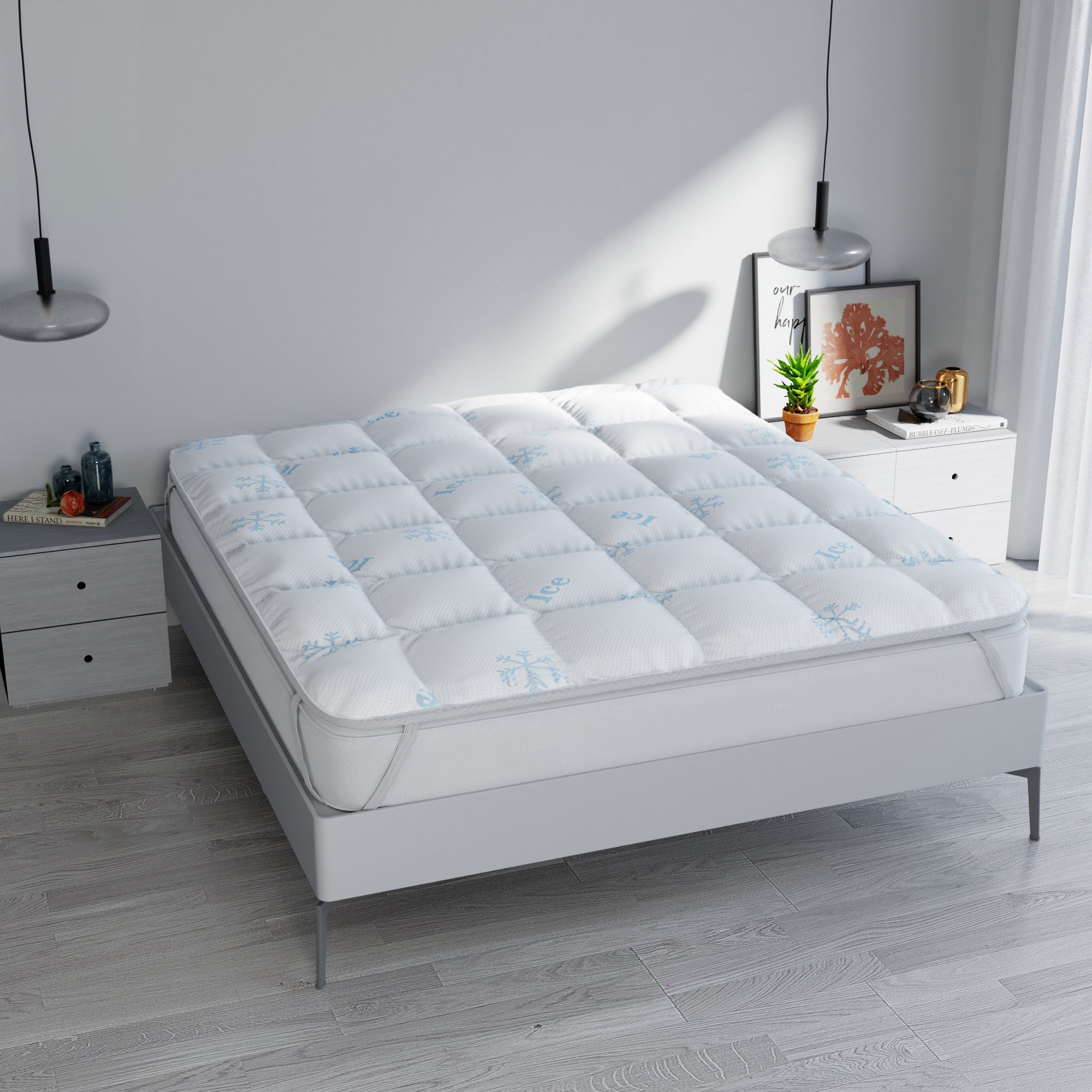 SUR-MATELAS ICE RÉFRIGÉRANT/CHAUFFANT AVEC ÉLASTIQUE, SOUFFLET 3 CM, 2 PLACES 160x195 cm - 4