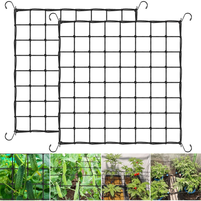 Filet en treillis 80x80 cm, filet Scrog avec crochets, filet pour plantes robuste pour tente de culture, filet de Support élastique, 2 pièces