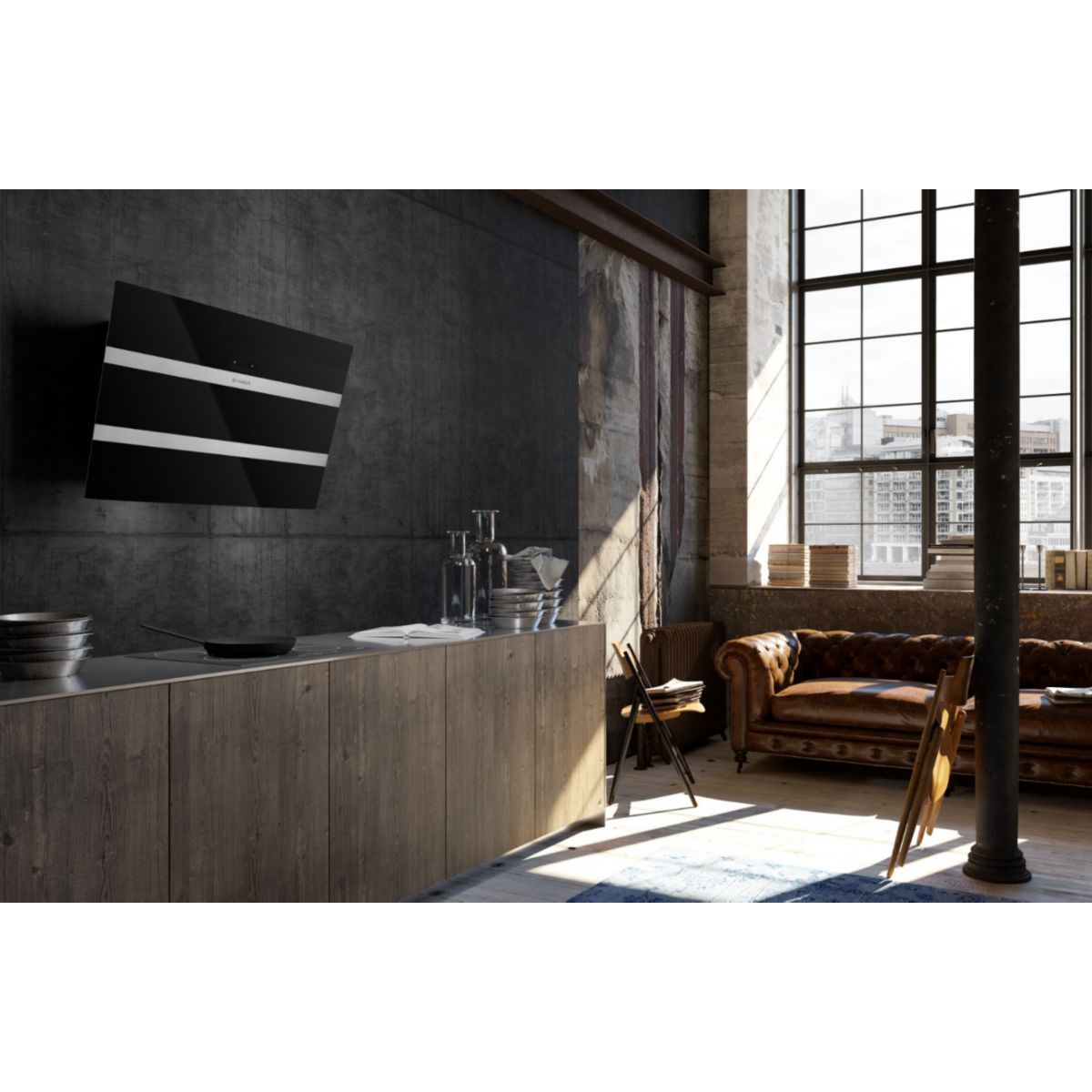 Hotte décorative murale inclinée FABER STEELMAX 800 NOIR/INOX - 3