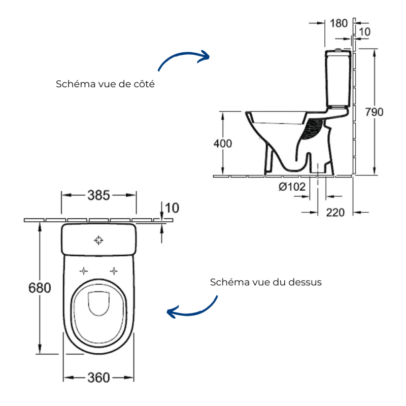 WC à poser sortie verticale VILLEROY & BOCH O.novo avec abattant frein de chute - 4