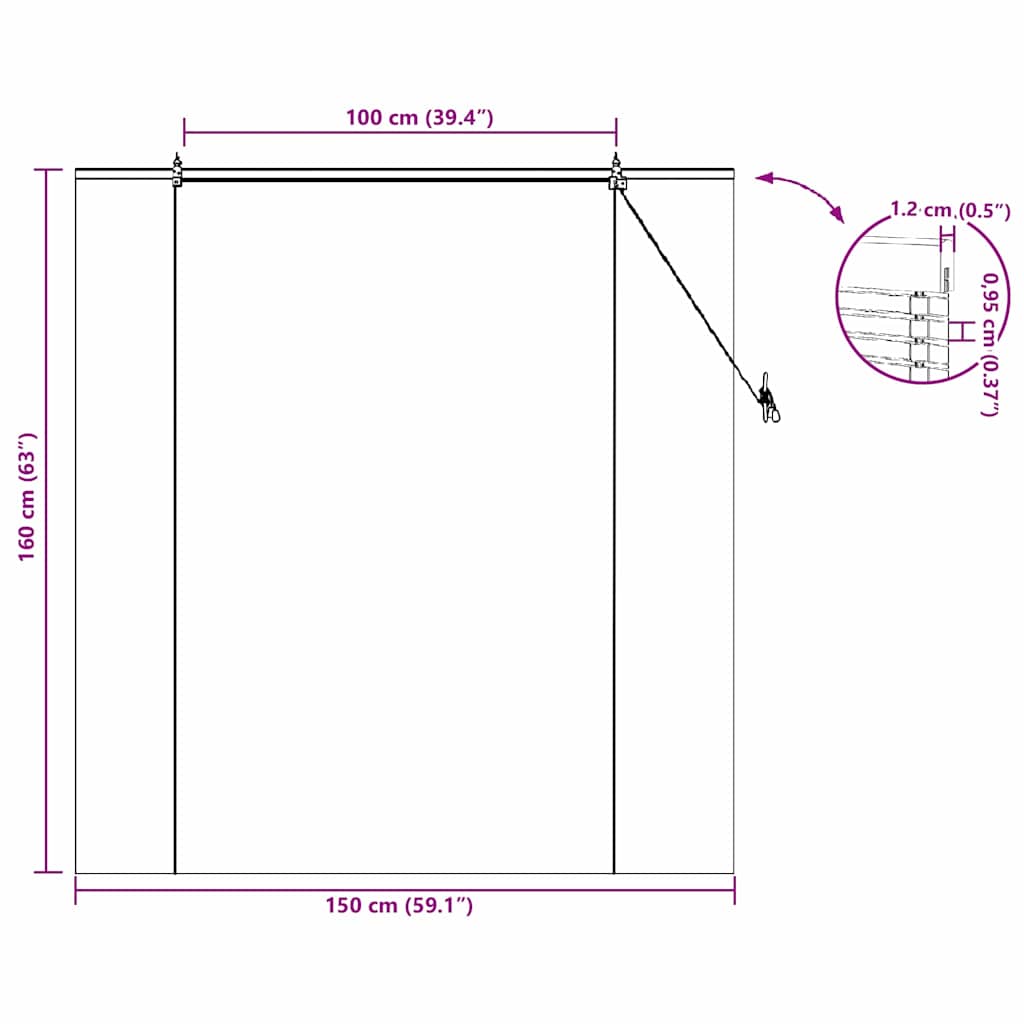 Roleta z zasłonami Brązowy 150 x 160 cm Bambus vidaXL - 3