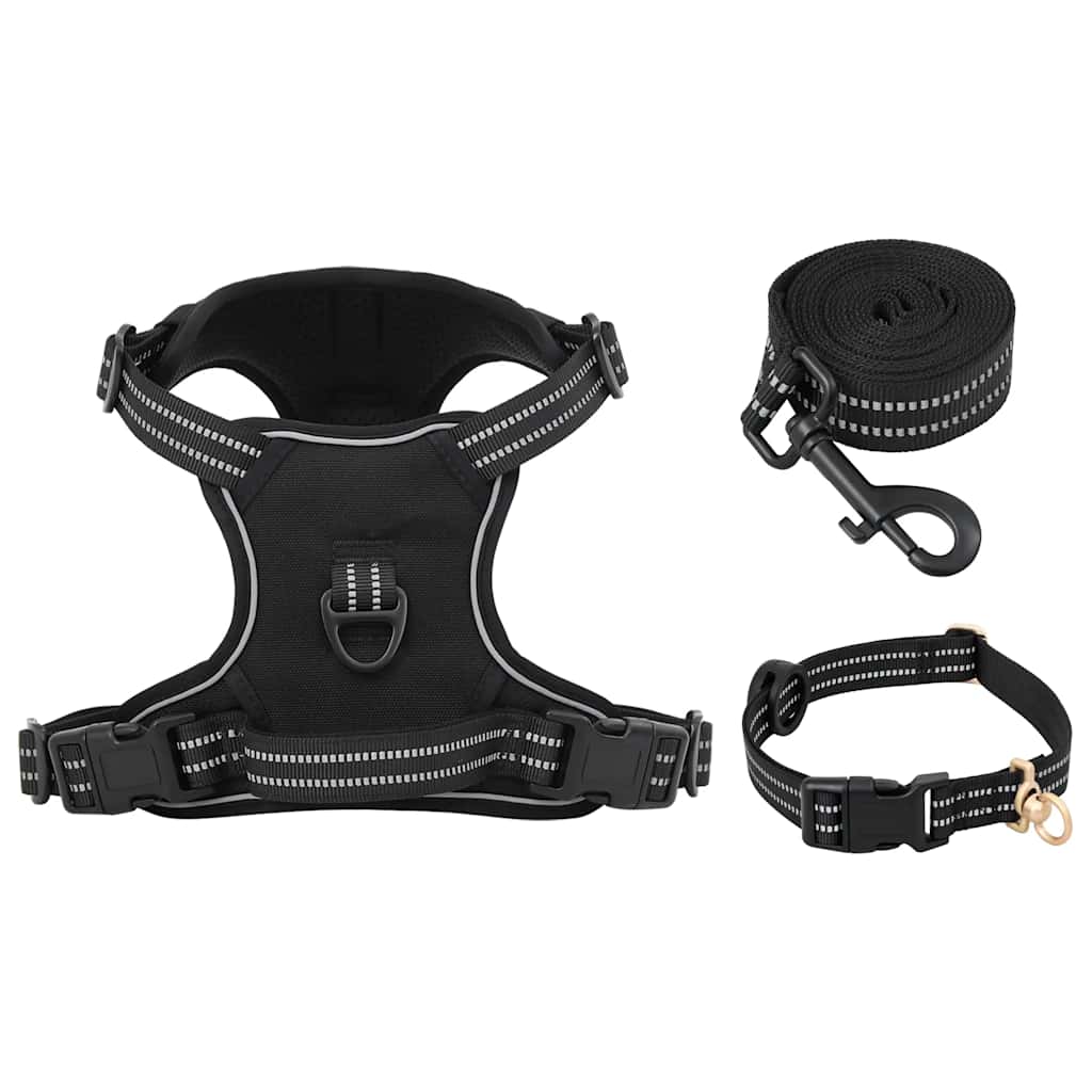 Arnés para perros con correa y collar ajustable negro XL vidaXL - 5