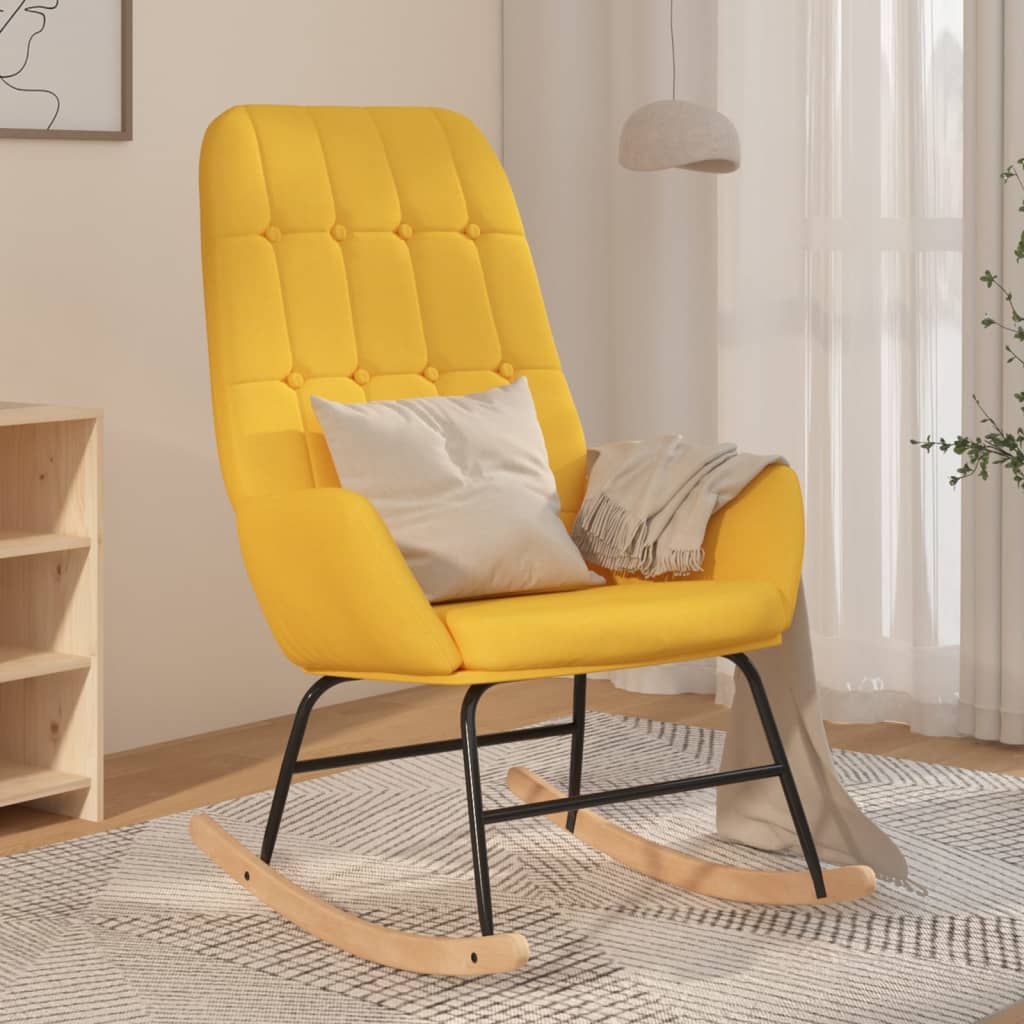 Chaise à bascule jaune moutarde tissu