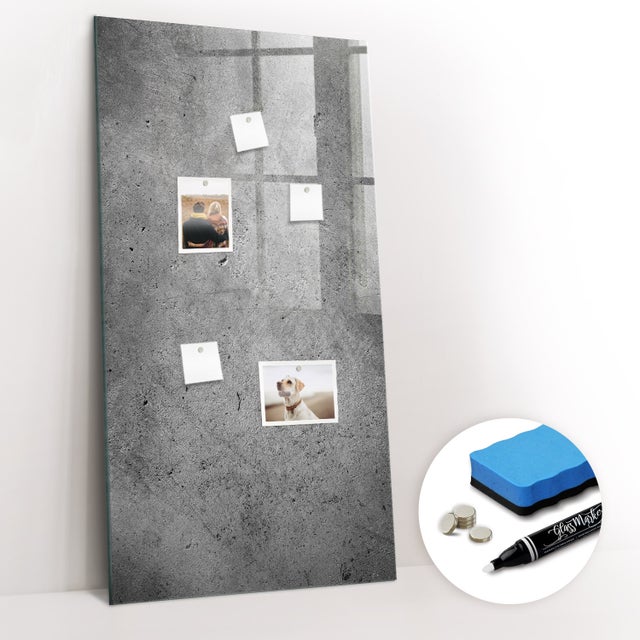 Lavagna Magnetica Murale, Tulup - 60x120 cm - Cemento, 5 magneti, spugna, pennarello bianco