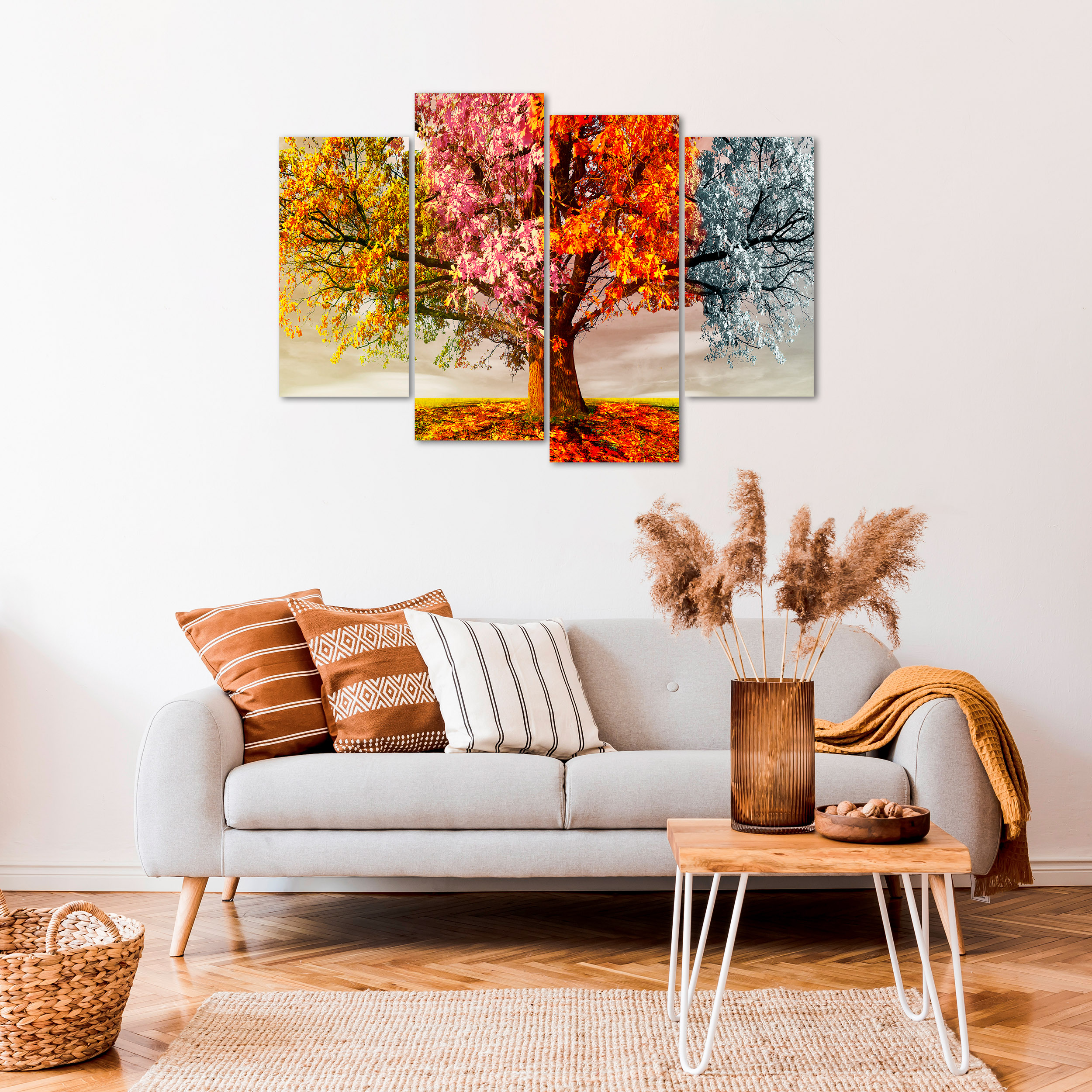 DekoArte - Impression Sur Toile Moderne | Décoration Pour Le Salon Ou Chambre | Paysage Arbres Quatre Saisons | 120x85cm - 6