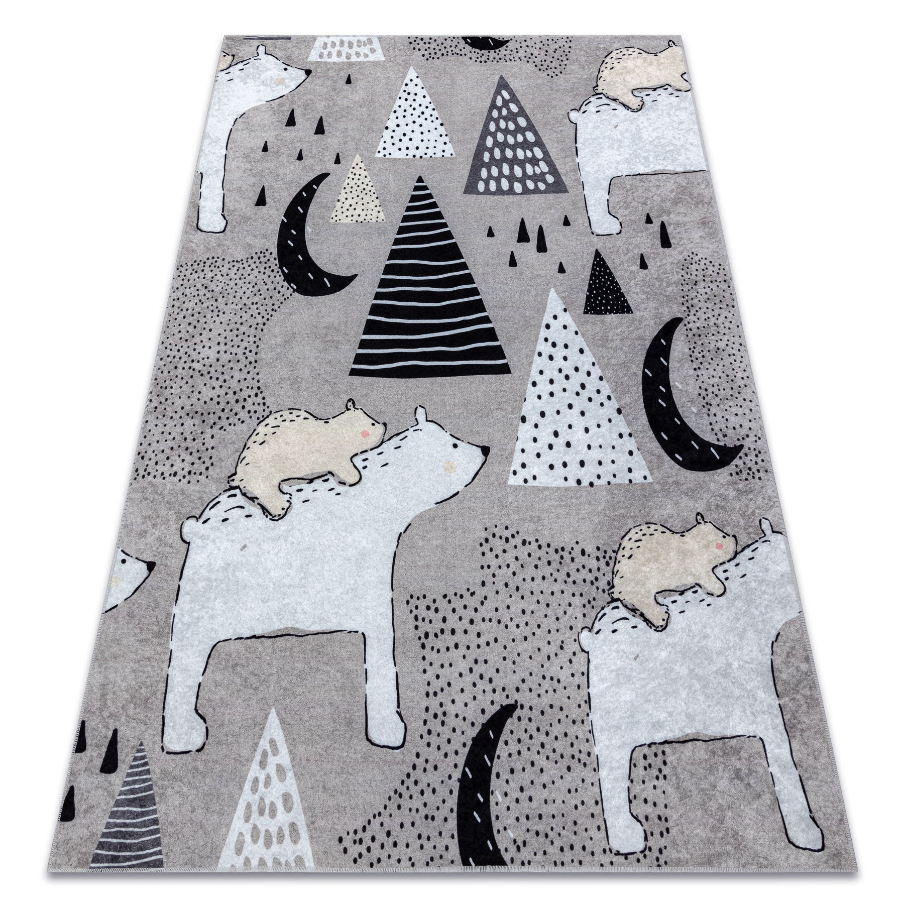 Alfombra lavable junior 51974.802 osos, animales para niños antideslizante - gris 140x190 cm