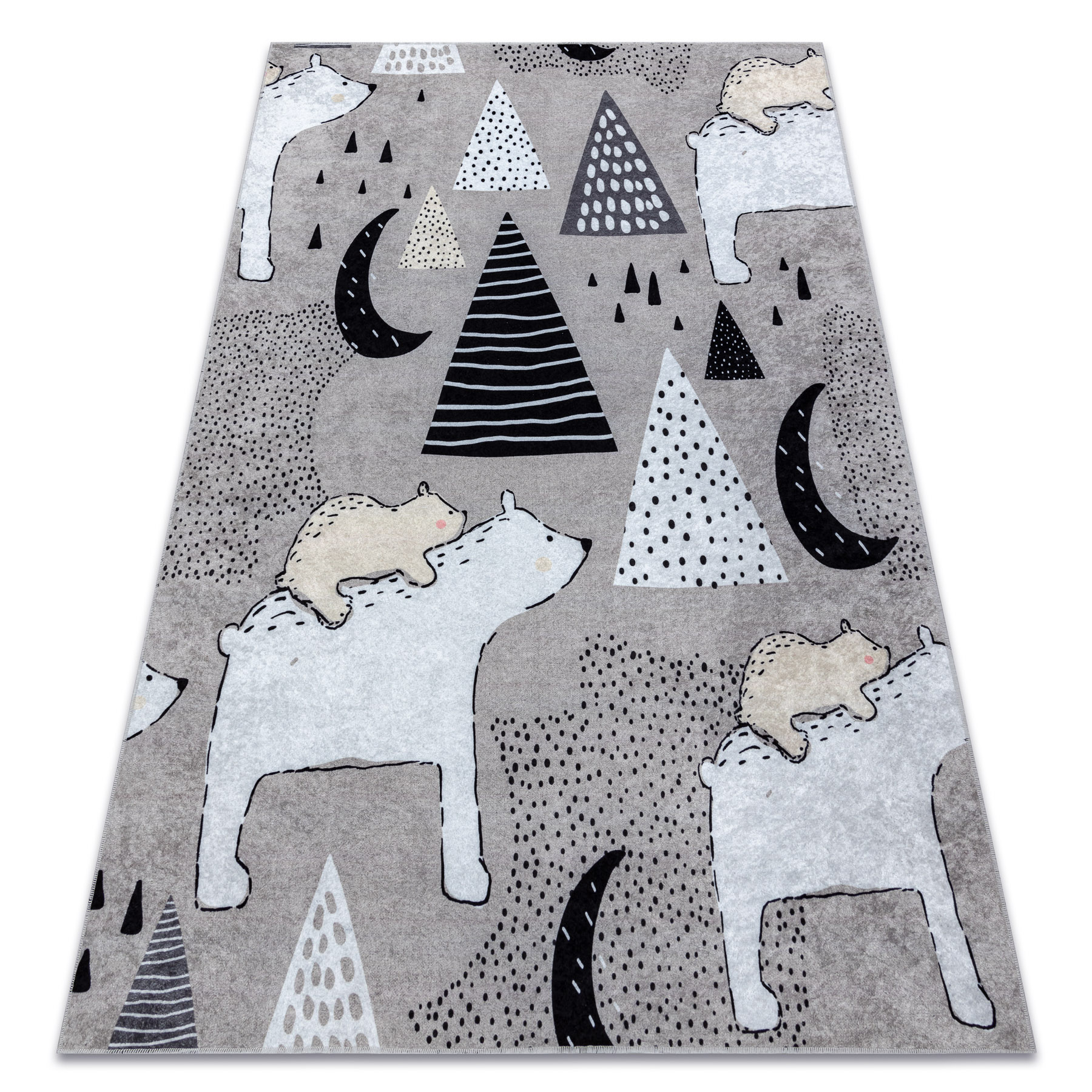 Alfombra lavable junior 51974.802 osos, animales para niños antideslizante - gris 140x190 cm