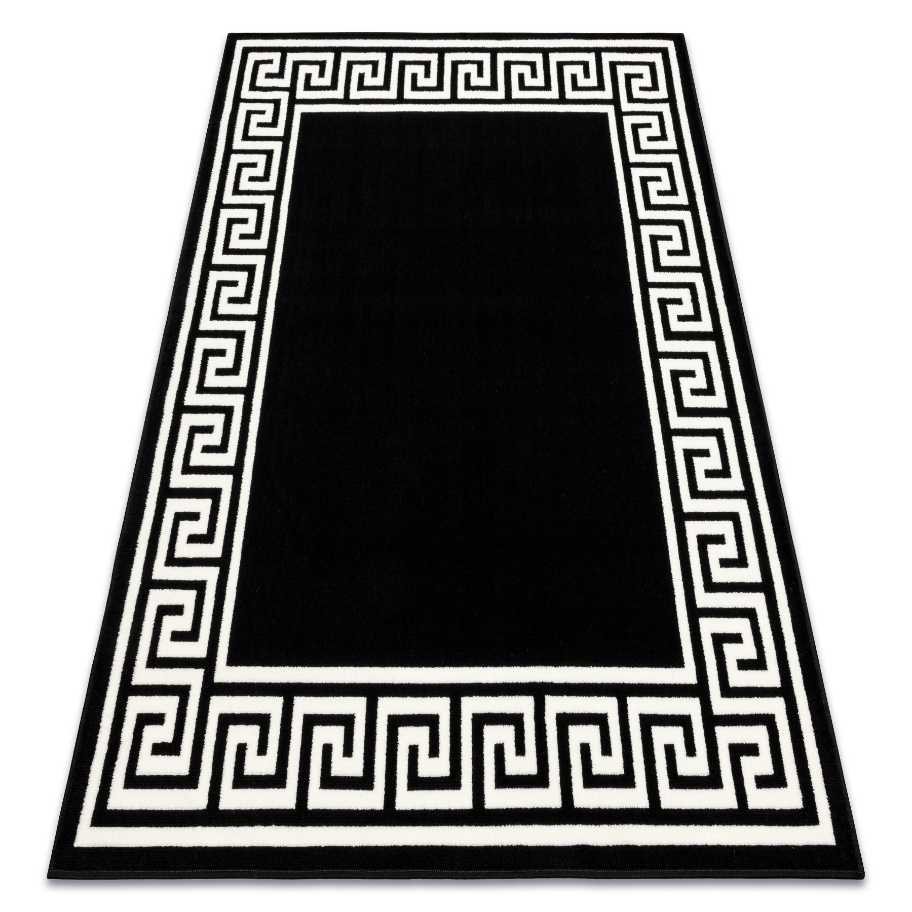 Lot De 4 Tapis Romains/Gitans Lavables - Design Grec - Noirs - Neufs