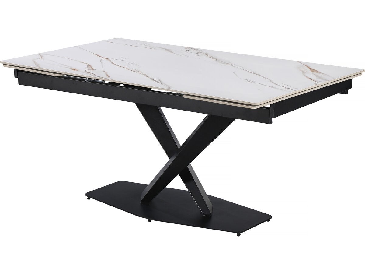 Rozkładany ceramiczny stół jadalny dla 6-10 osób "Silence" - biały marmurkowy złoty