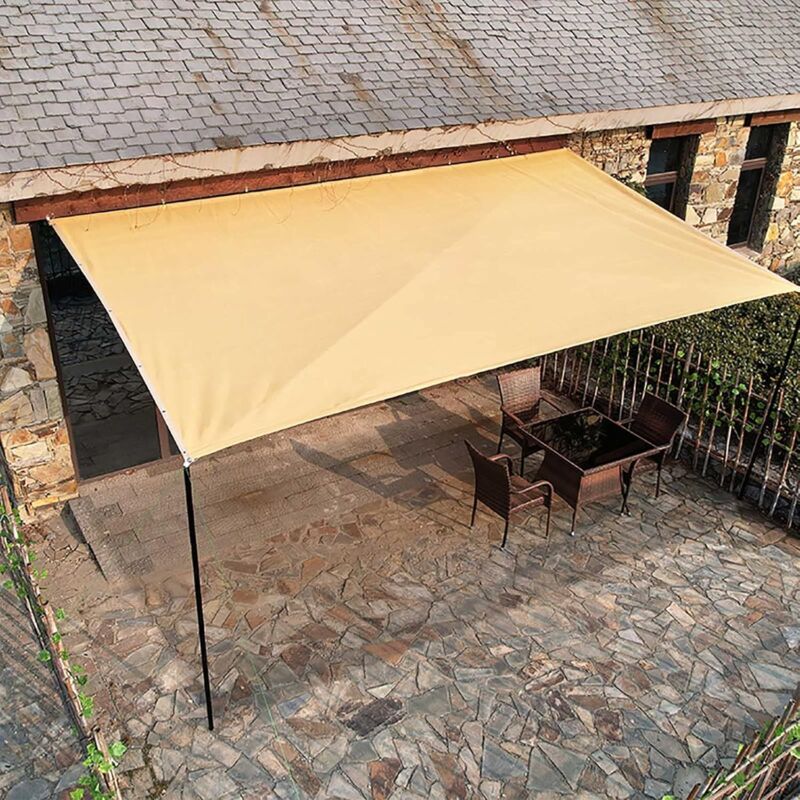 Voile d'ombrage beige, protection UV, respirante et idéale pour les serres, les tonnelles de jardin et les piscines. Dimensions : 4 mètres x 8 mètres - 4
