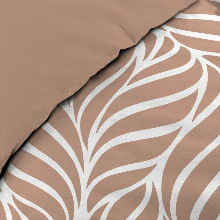 Housse de couette 240 x 220 cm imprimée 57 fils – MORGANE Mocha – 2 taies incluses - 2