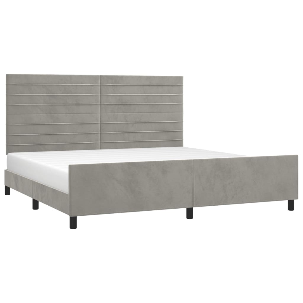 Cadre de lit sans matelas gris clair 200x200 cm velours - 3